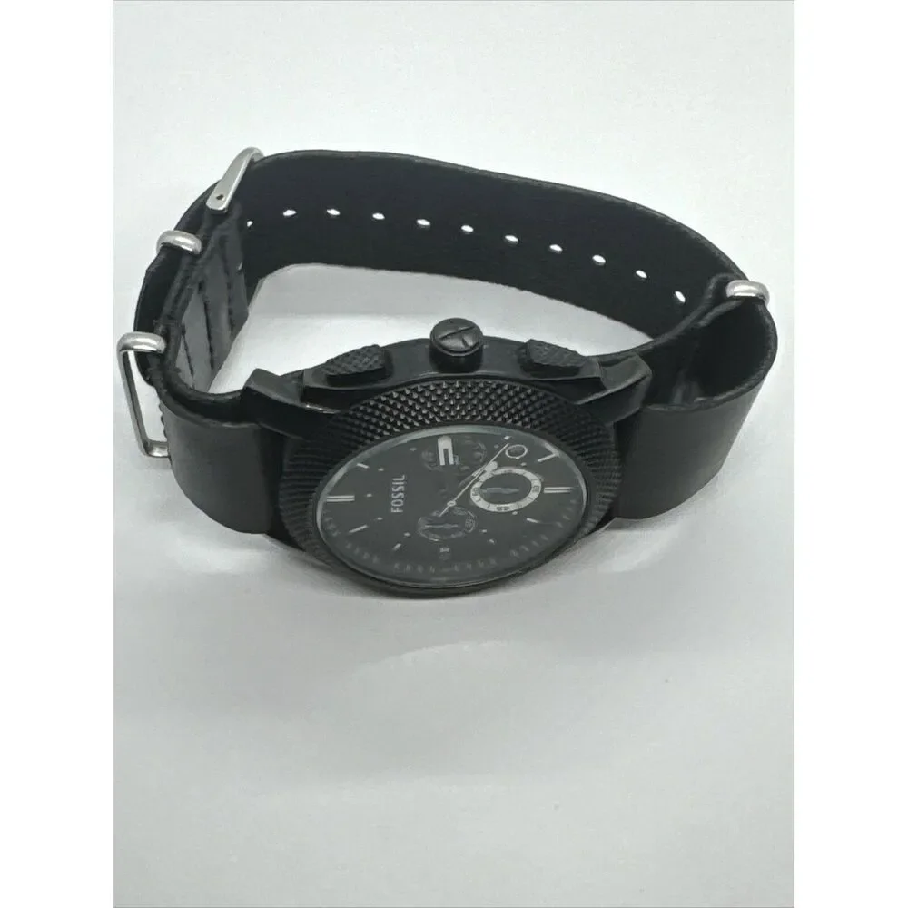 Fossil Machine FS4552 Men's Black Leather Analog Dial Quartz Wrist Watch JNA677